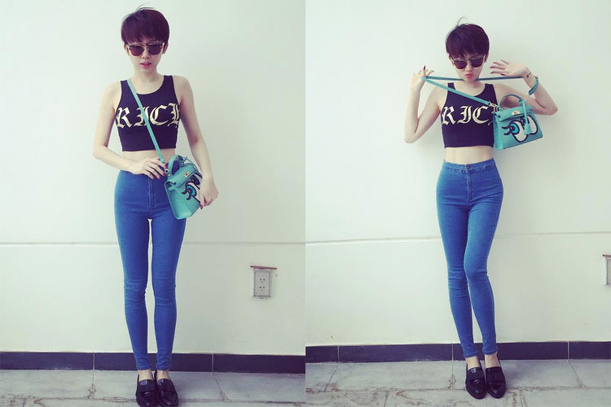 Toc Tien khoe vong eo con kien voi thoi trang crop top